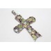 Pendant 925 sterling silver cross pendant natural semi precious gem stone C 188